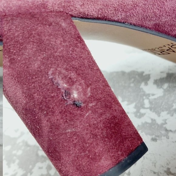 SARTO By Franco Sarto Burgundy Leather Round-Toe Heeled Pumps Sandals M662 - Picture 12 of 13